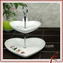 2 tier ceramic cake stand heart shape